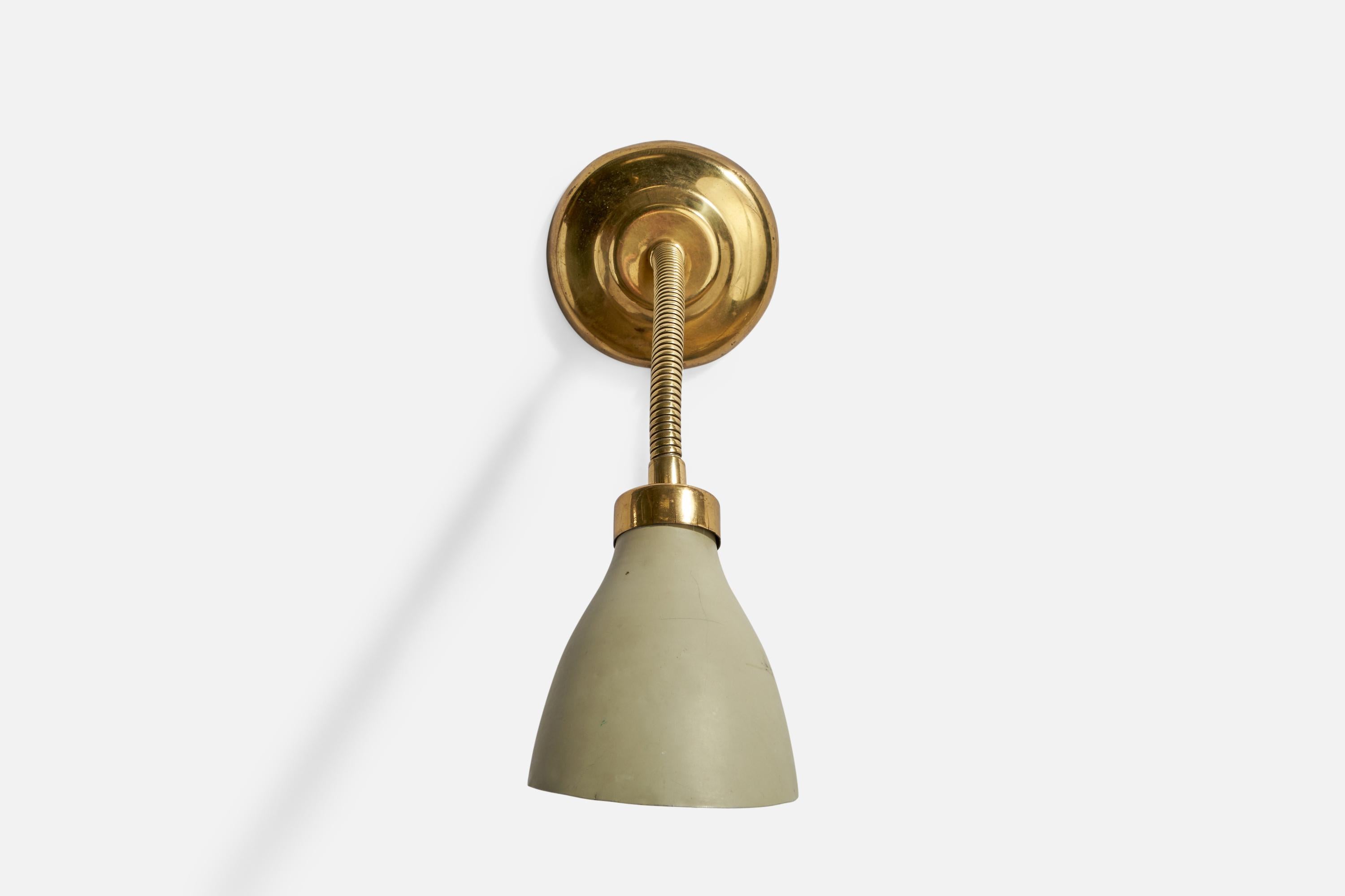 Swedish Elidus, Wall Light, Brass, Metal, Sweden, 1940s For Sale