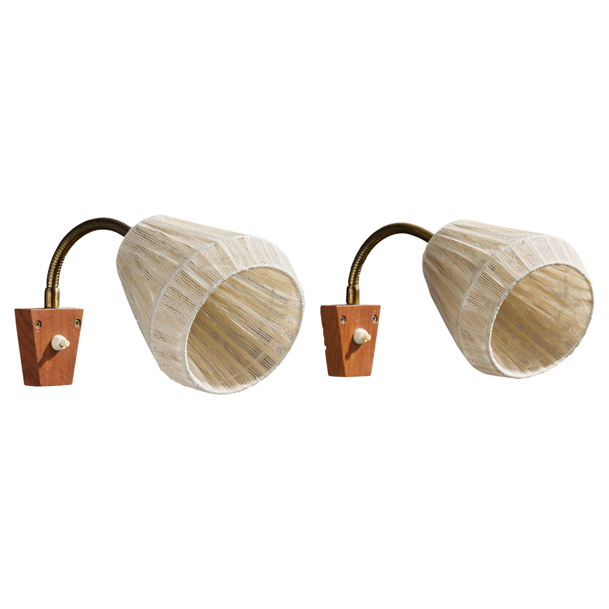 Elidus, Apliques, Latón, Teca, Tela, Suecia, Años 50