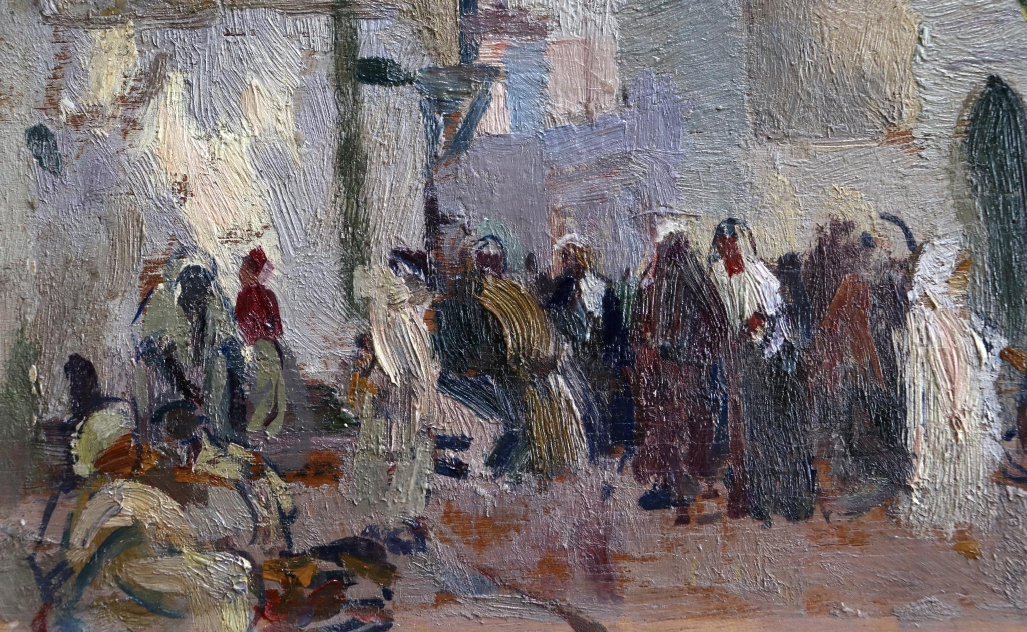 Arabs in a Market - Impressionist Oil, Figures in Landscape - Elie Anatole Pavil 3