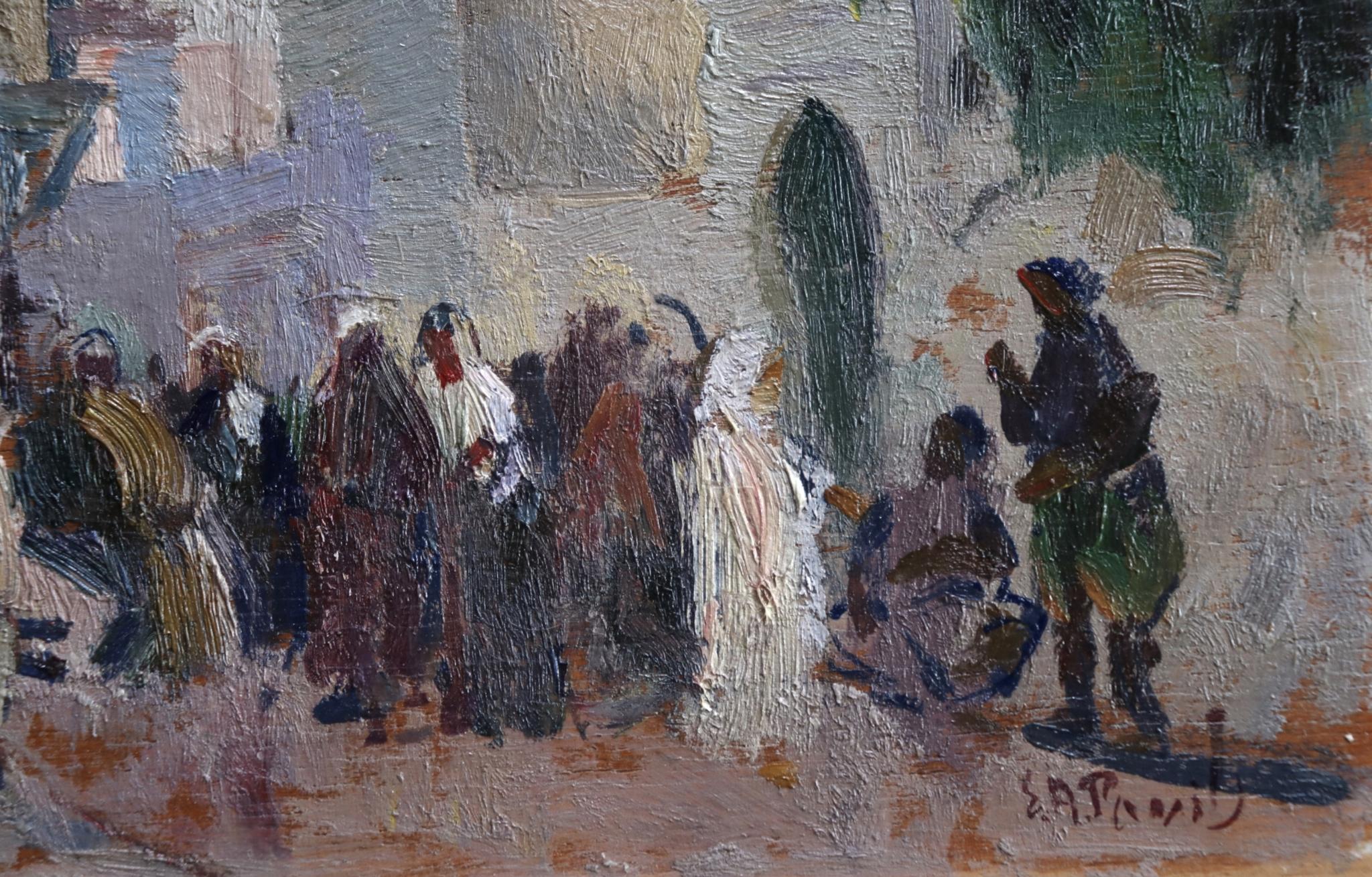 Arabs in a Market - Impressionist Oil, Figures in Landscape - Elie Anatole Pavil 4