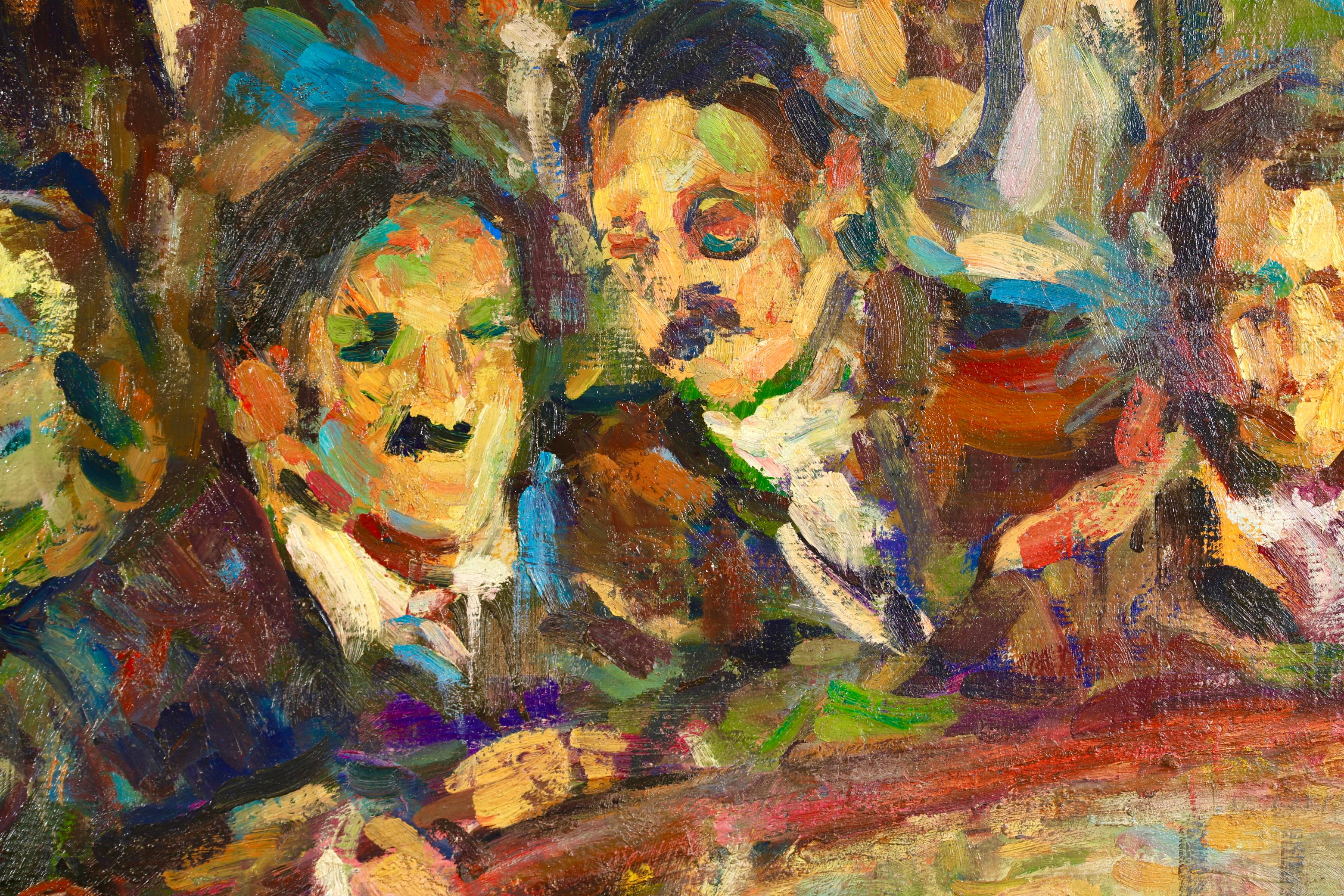 Au Théâtre - Peinture à l'huile figurative post-impressionniste d'Elie Pavil 1