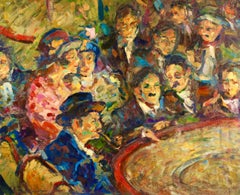 Au Théâtre - Peinture à l'huile figurative post-impressionniste d'Elie Pavil
