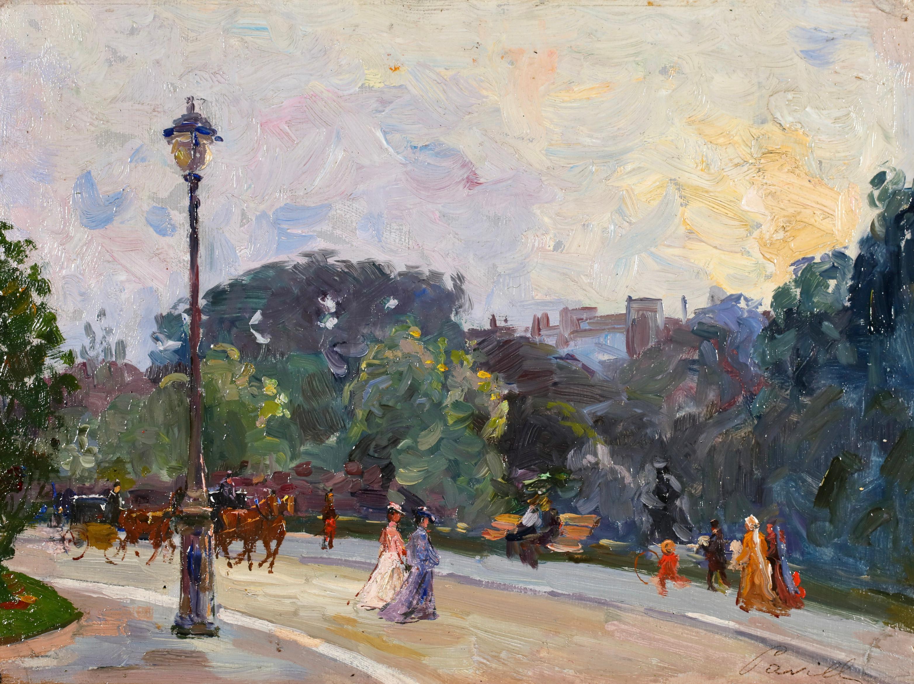 Bois de Boulogne - Paris - Paysage post-impressionniste Huile d'Elie Pavil - Painting de Elie Anatole Pavil