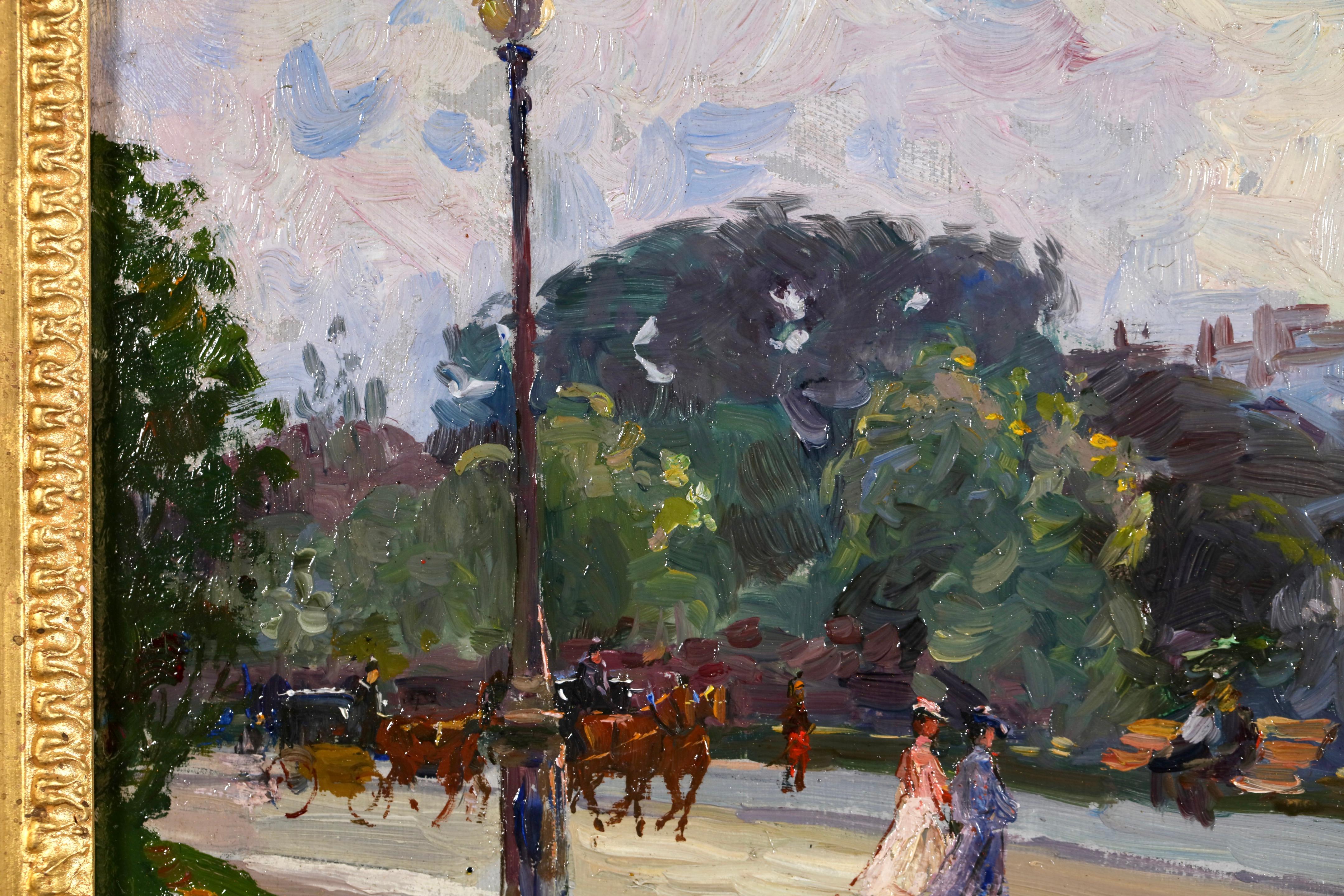 Bois de Boulogne - Paris - Paysage post-impressionniste Huile d'Elie Pavil - Post-impressionnisme Painting par Elie Anatole Pavil