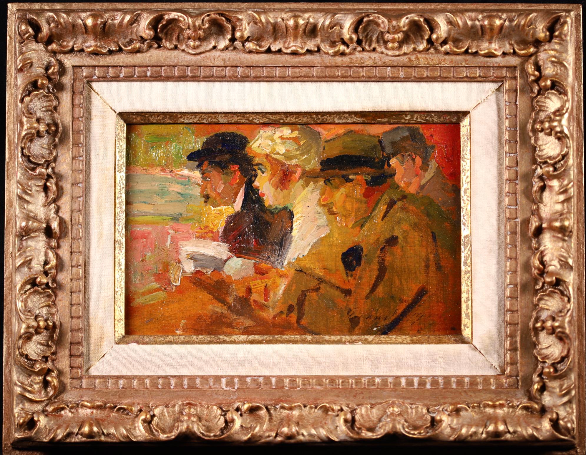 Concert Populaire - Post Impressionist Oil, Figures in Interior by Elie Pavil - Painting by Elie Anatole Pavil