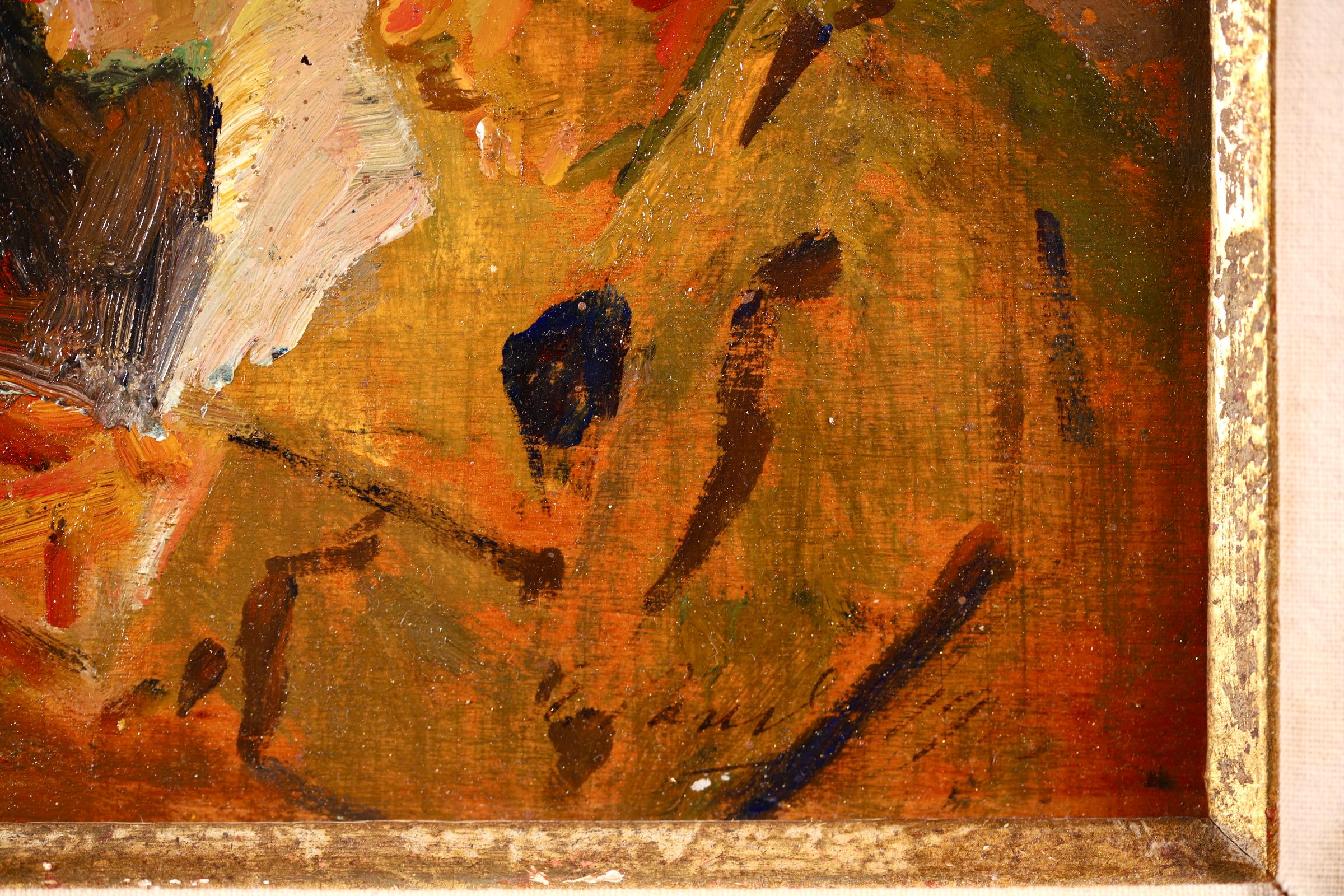 Concert Populaire - Post Impressionist Oil, Figures in Interior by Elie Pavil 2