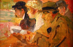 Concert Populaire - Post Impressionist Oil, Figures in Interior by Elie Pavil