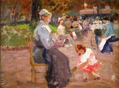 Elegant dans un parc - Post-Impressionist Oil, Figures by Elie Anatole Pavil