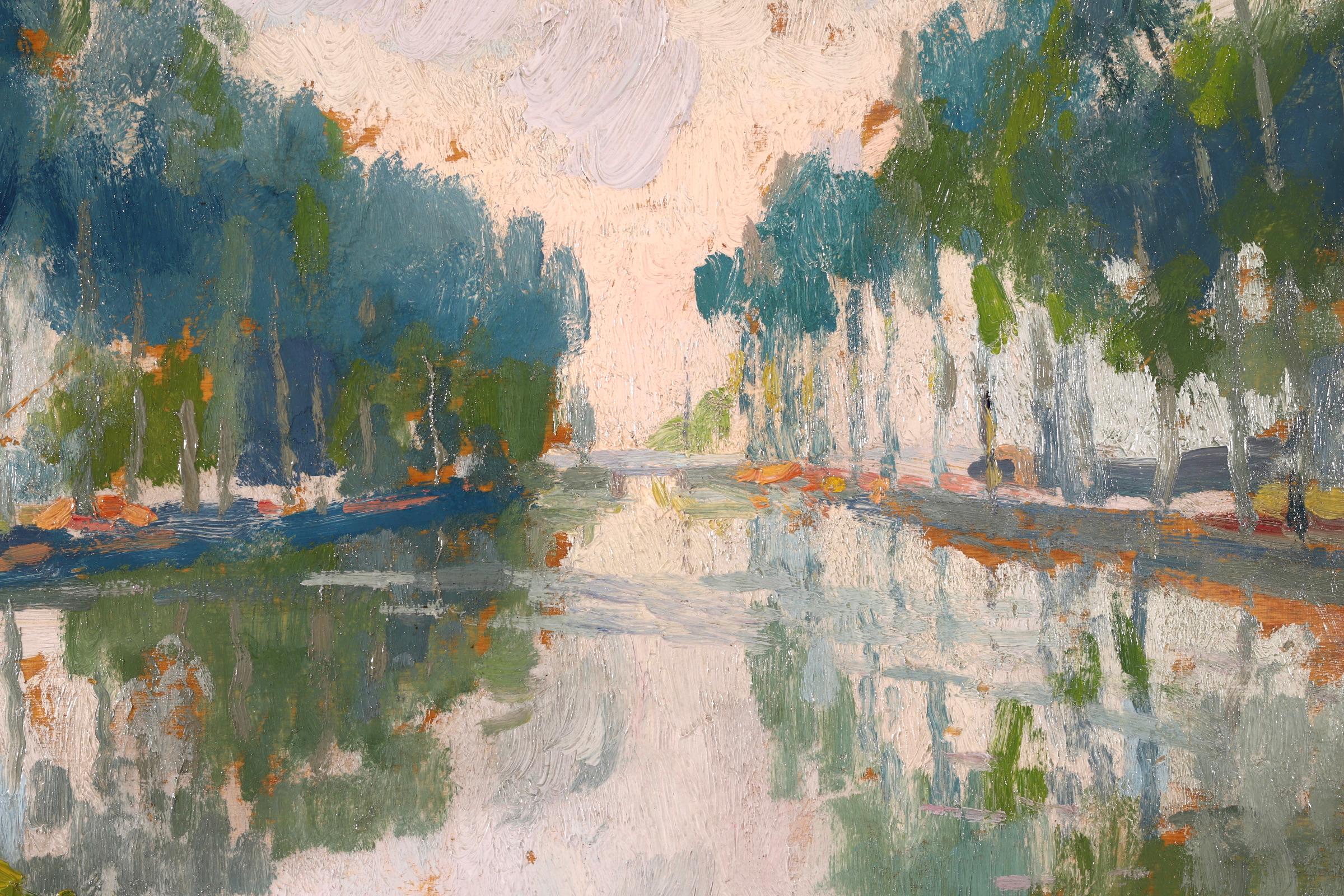  Fishing on the Seine - Post Impressionist Oil, River Landscape by Elie A Pavil 2