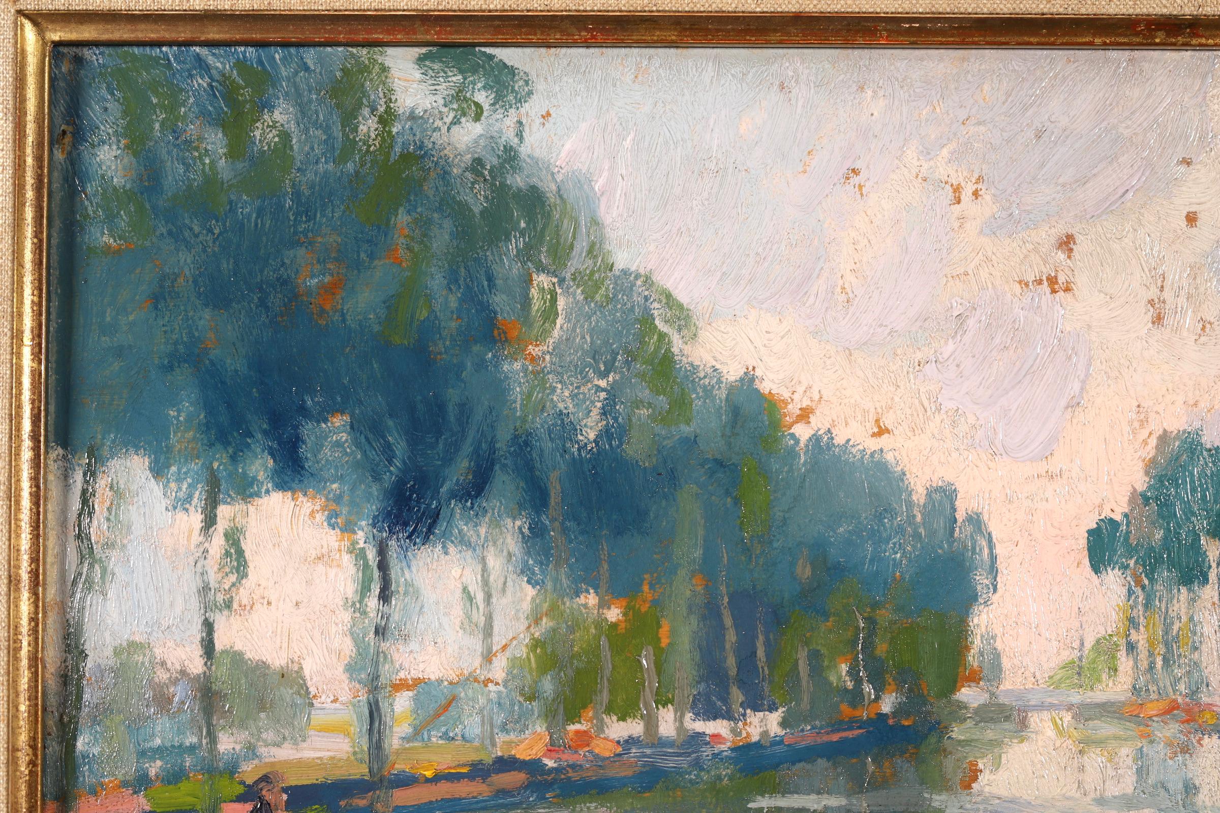  Fishing on the Seine - Post Impressionist Oil, River Landscape by Elie A Pavil 1