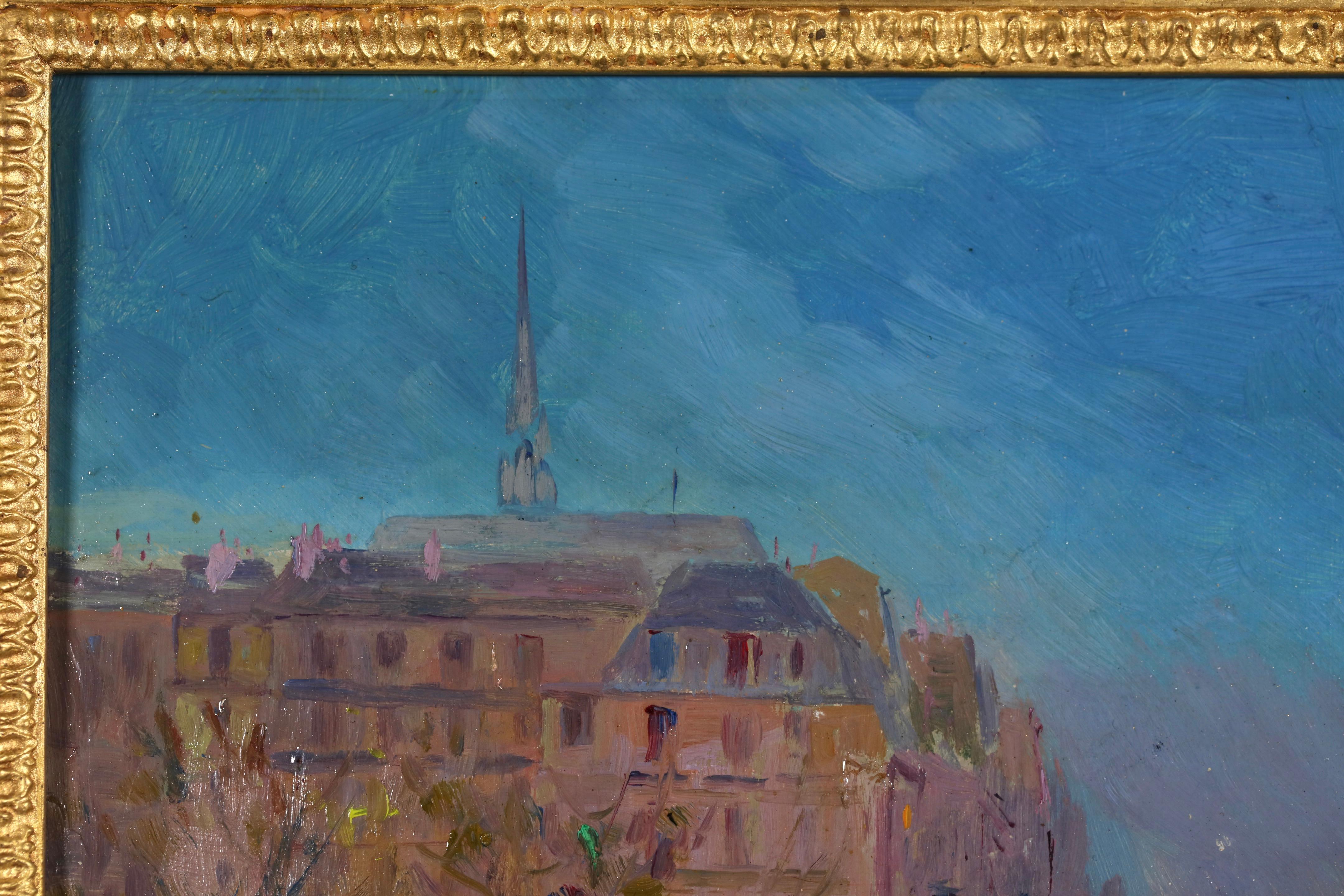 Les Grands Boulevards La Nuit - Paesaggio post impressionista a olio di Elie Pavil in vendita 3