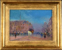 Les Grands Boulevards La Nuit - Paisaje postimpresionista Óleo de Elie Pavil