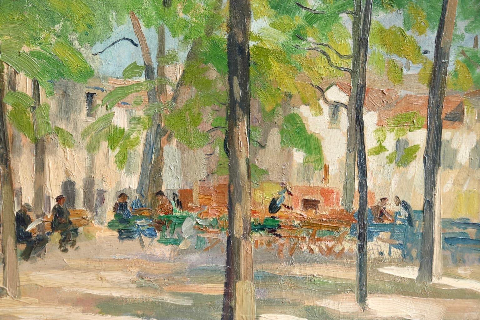 Matin D'ete - Place du Tertre, Montmartre - Figures in Town Landscape by E Pavil 1