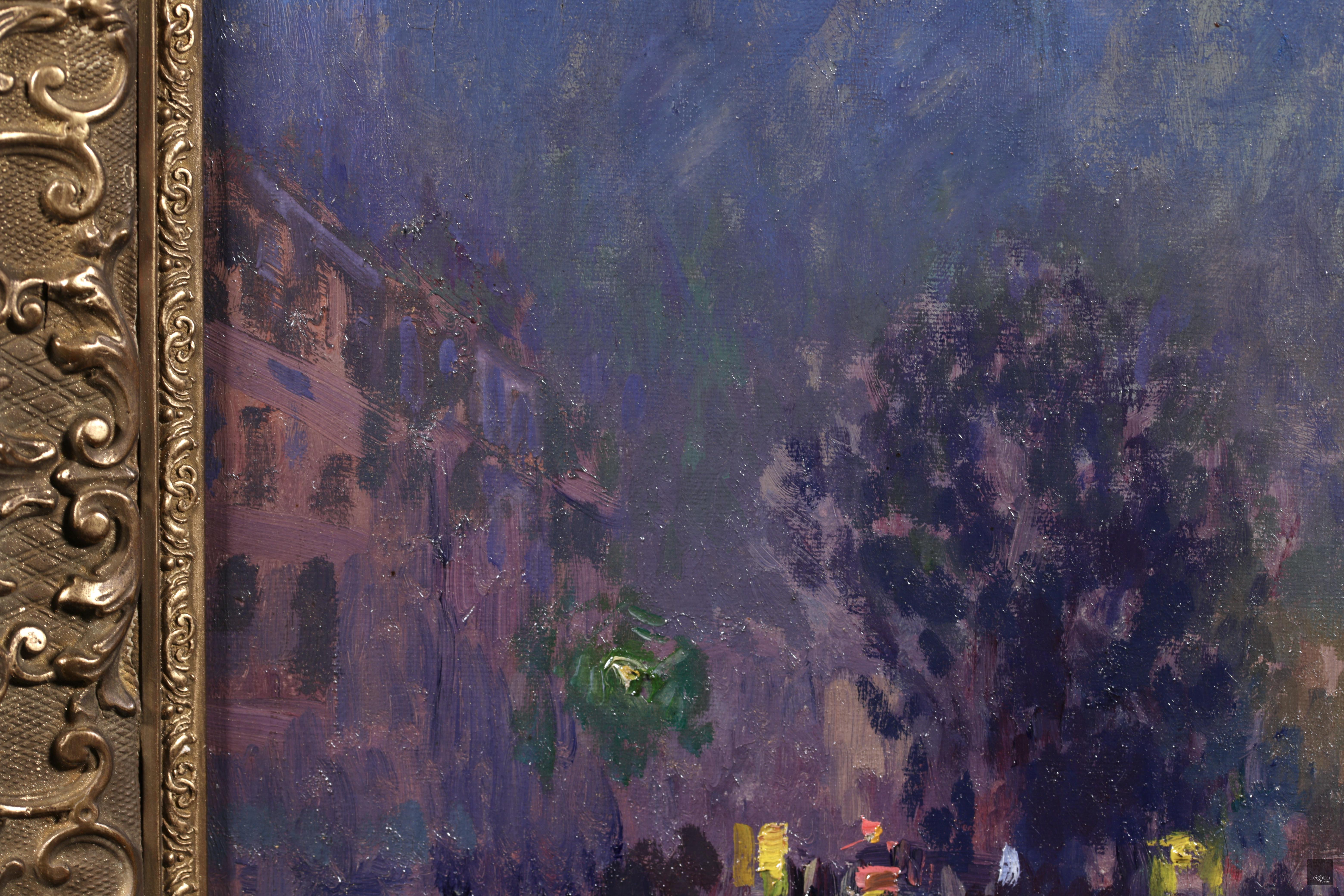 Chiaro di luna - Parigi - Olio post impressionista, Paesaggio notturno di Elie Pavil 2