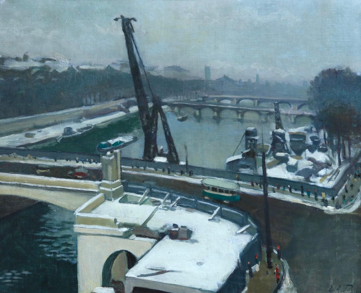 Paysage D'Hiver - Paris - Impressionist Oil, Winter Landscape by Elie A Pavil - Painting by Elie Anatole Pavil