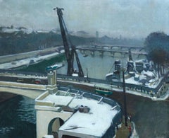 Paysage D'Hiver - Paris - Huile impressionniste:: Paysage d'hiver par Elie A Pavil
