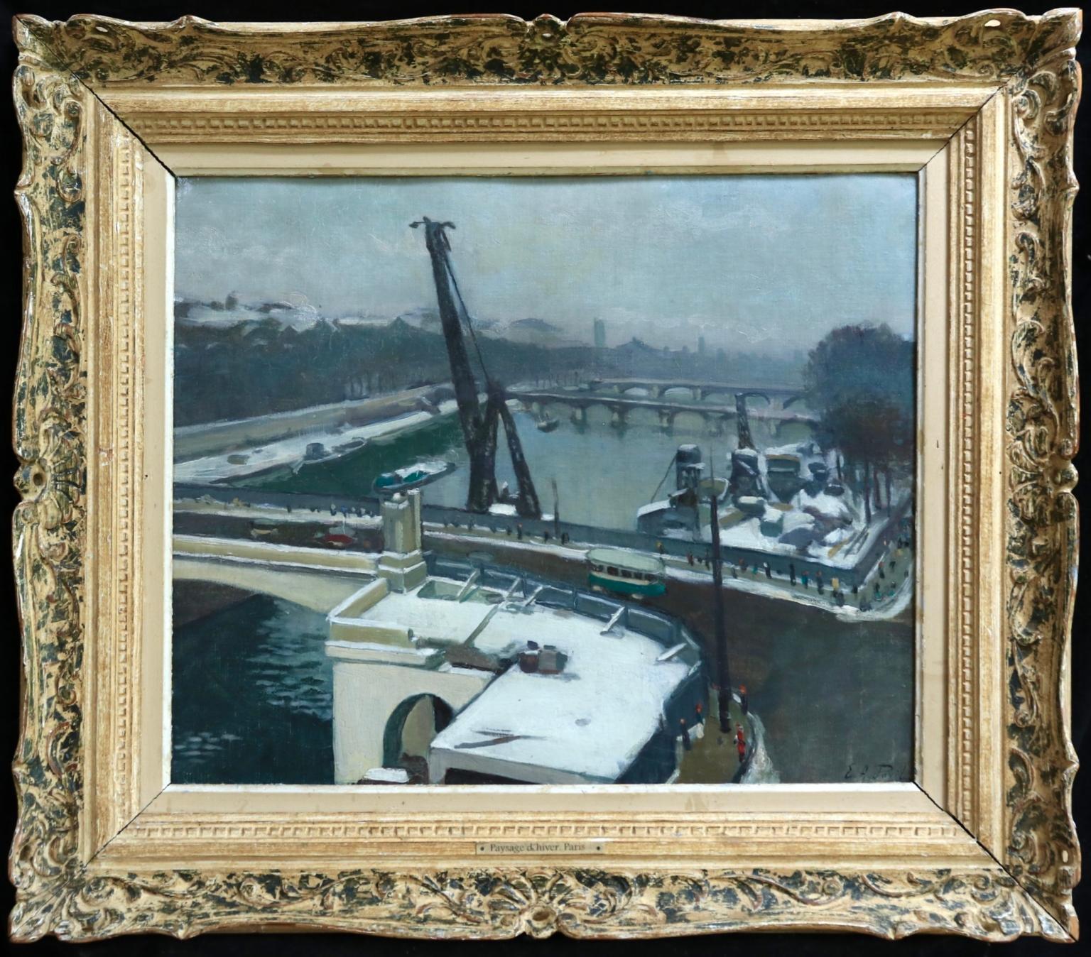 Elie Anatole Pavil Landscape Painting - Paysage D'Hiver - Paris - Impressionist Oil, Winter Landscape by Elie A Pavil