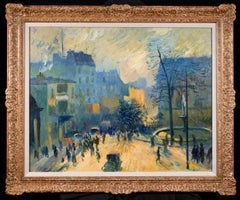 Antique Place Pigalle - Post Impressionist Landscape Oil Painting by Elie Pavil