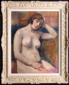 Portrait of a Female Nude - Post Impressionist Oil by Elie Pavil