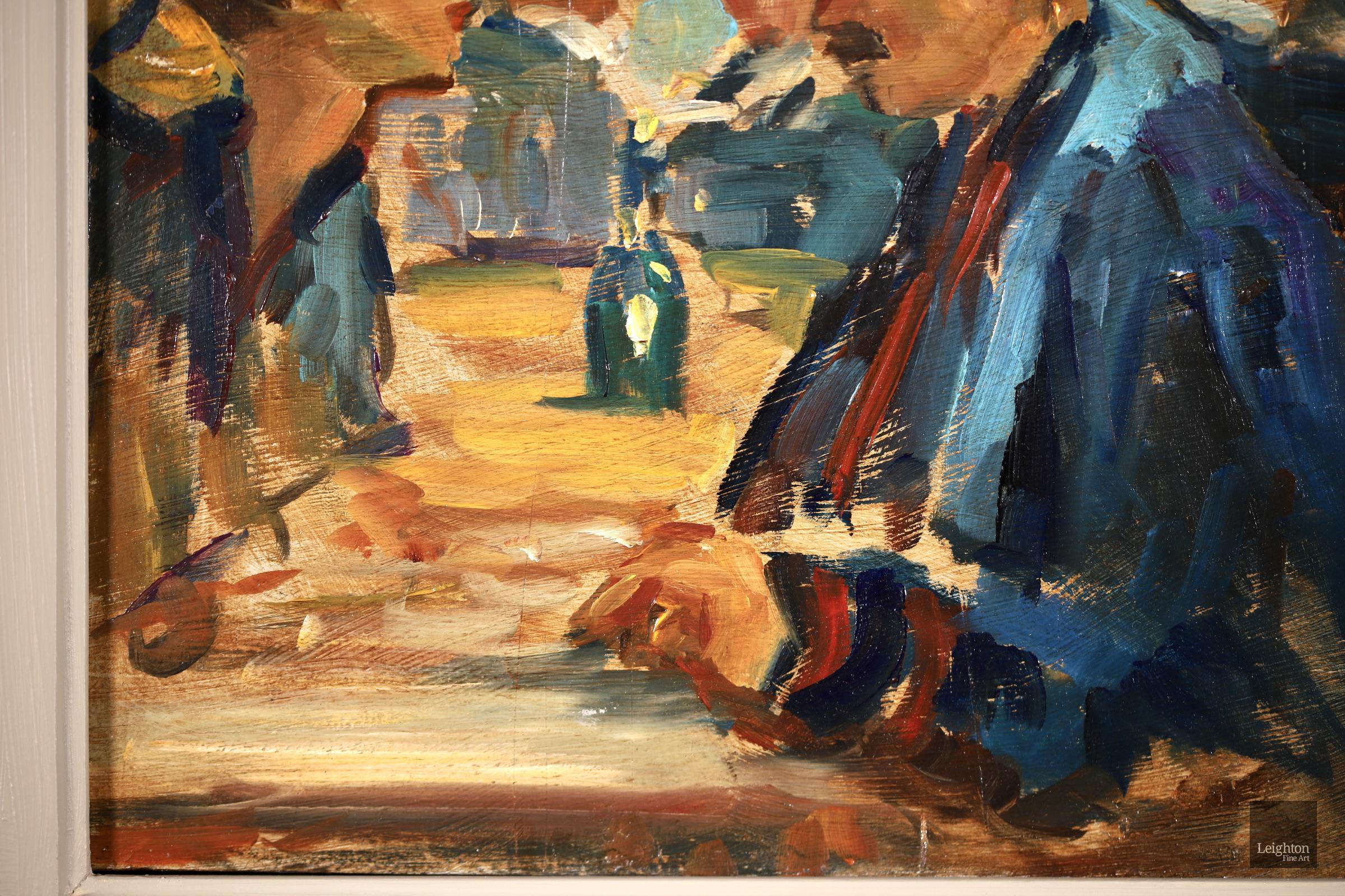 Romance au Cafe - Morocco - Impressionist Oil, Figures in Interior by Elie Pavil 2