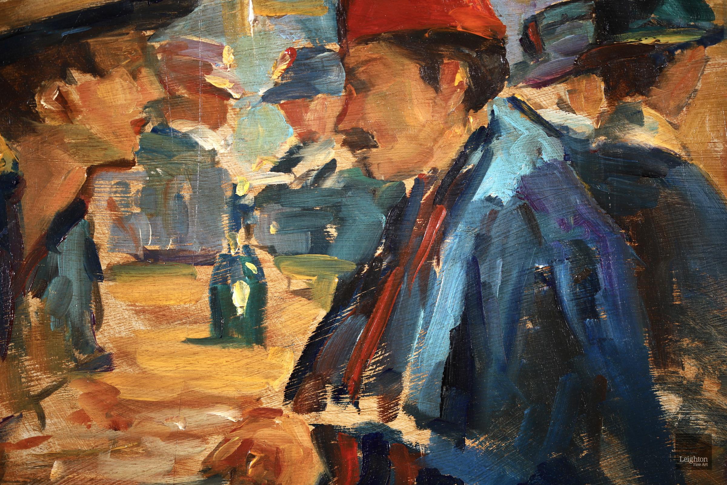 Romance au Cafe - Morocco - Impressionist Oil, Figures in Interior by Elie Pavil 3
