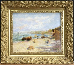 Sur la plage - Post Impressionist Figurative Beach Landscape Oil by Elie Pavil