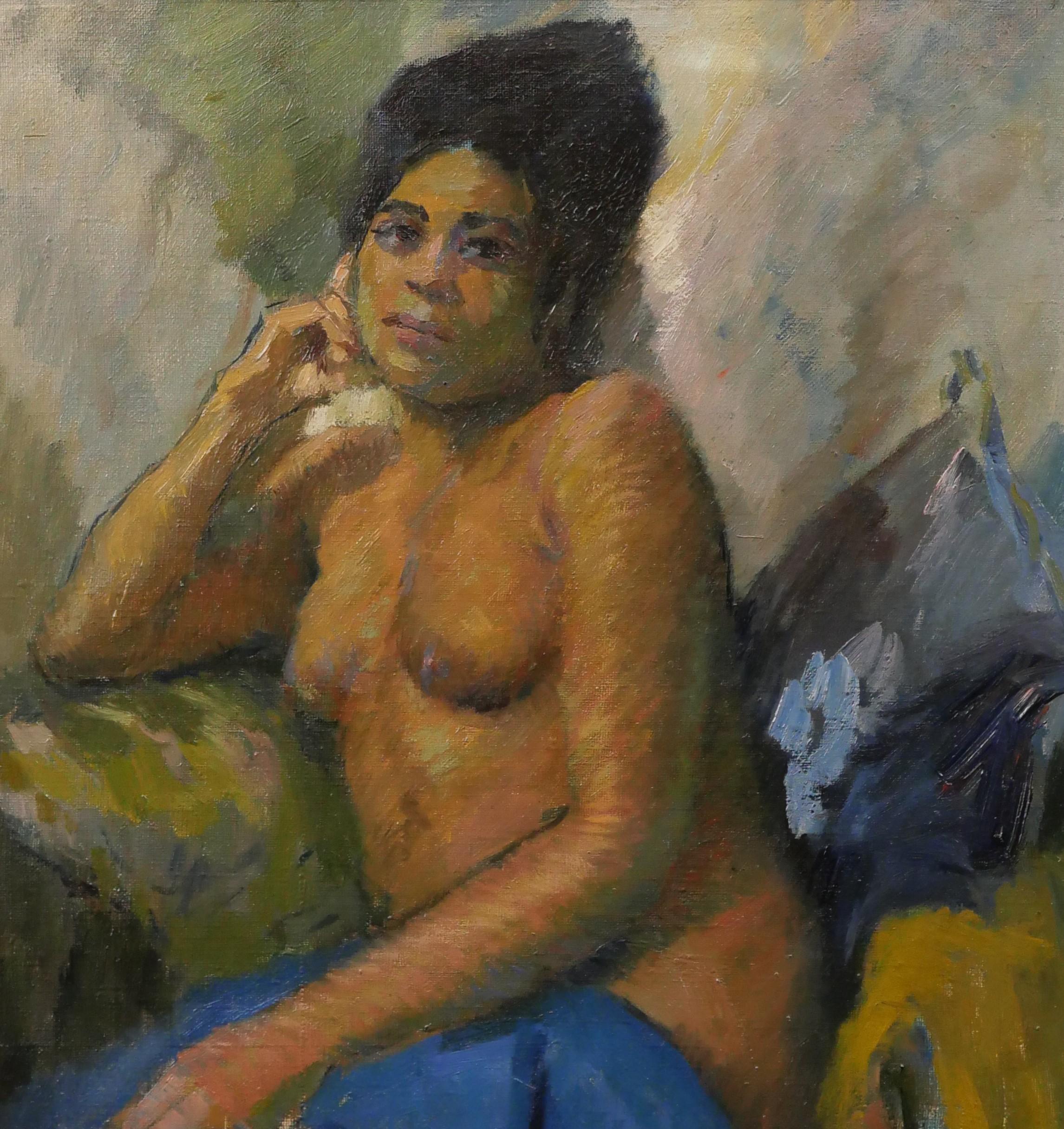 La mujer desnuda de Martinica - Painting Art Decó de Elie Anatole Pavil