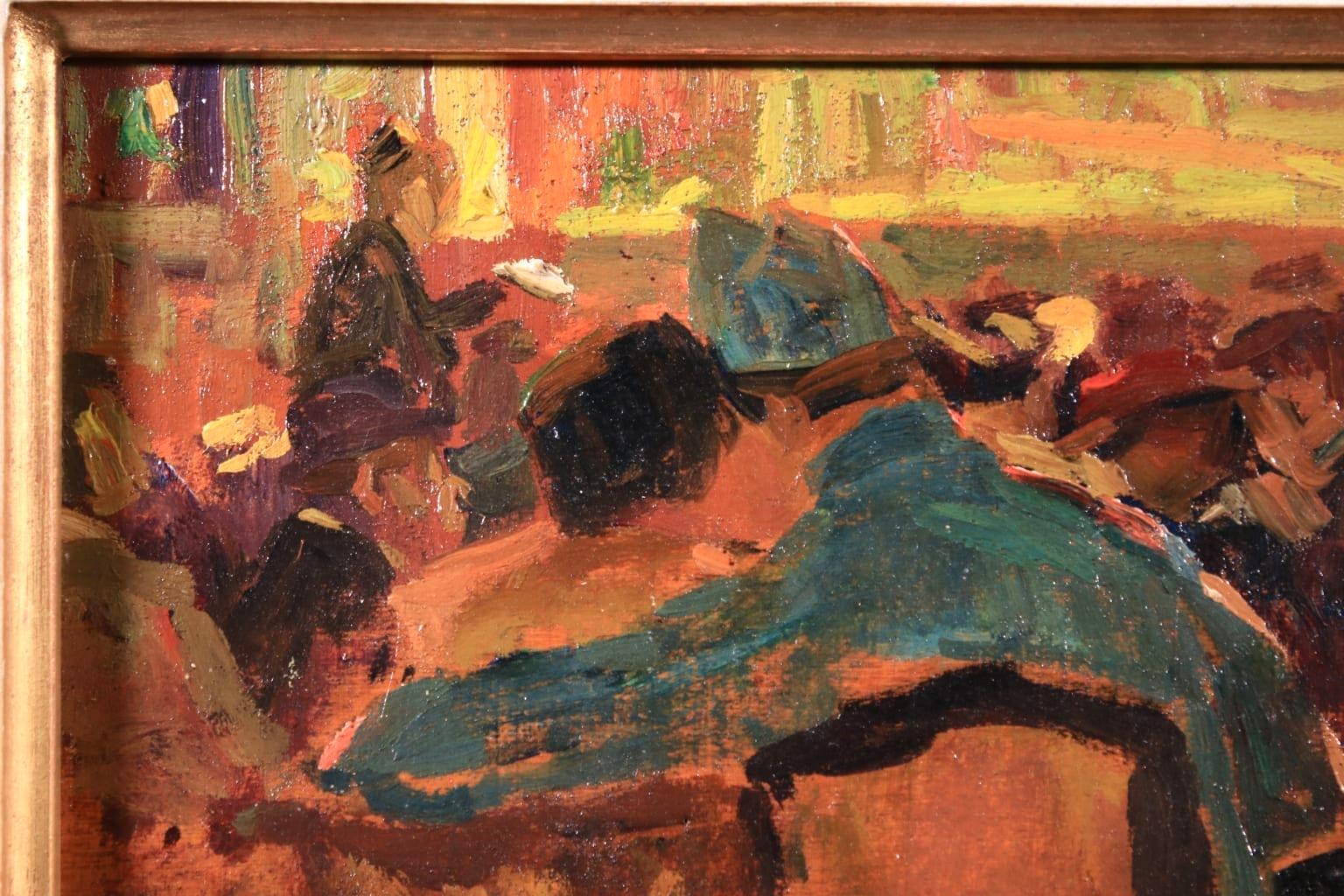 The Theatre - Post-Impressionist Oil, Figures in Interior by Elie Anatole Pavil 2