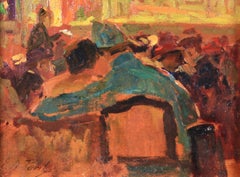 The Theatre - Post-Impressionist Oil, Figures in Interior by Elie Anatole Pavil