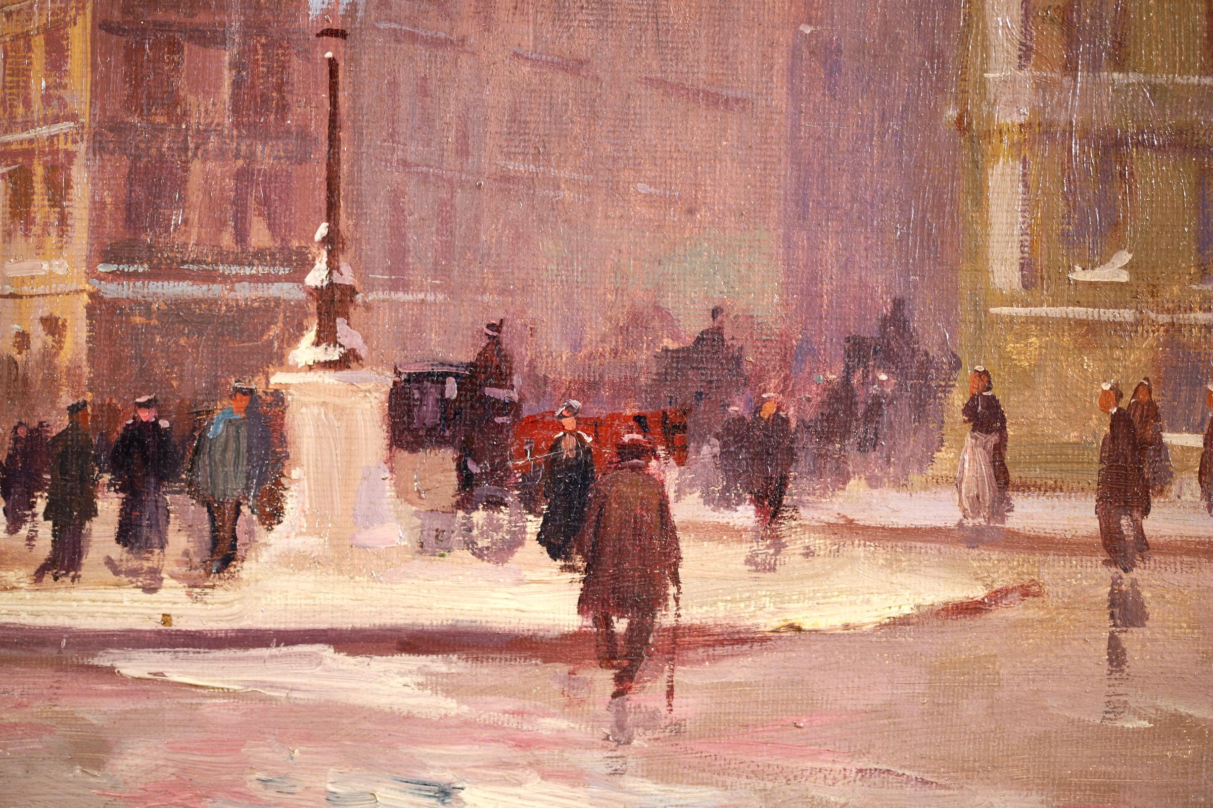 Winter in Paris - Impressionist Oil, Figures in Cityscape by Elie Anatole Pavil 9