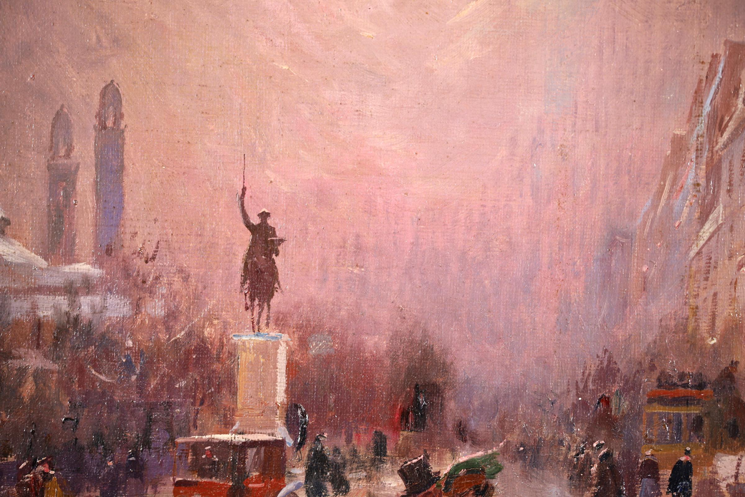 Winter in Paris - Impressionist Oil, Figures in Cityscape by Elie Anatole Pavil 5