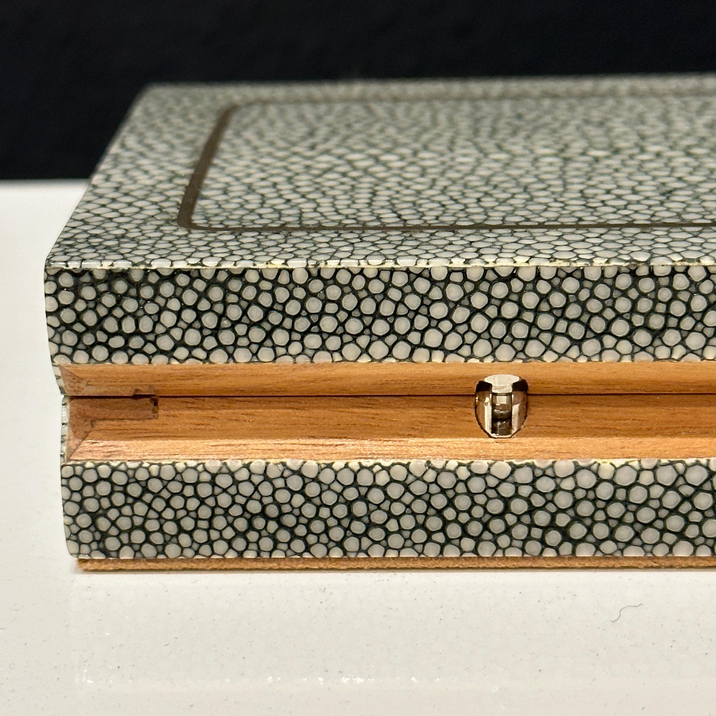 Elie Bleu France Shagreen Eight Compartment Cufflink or Ring Box, ca 2000s For Sale 4