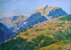 St Jean de Belleville Oil Painting on Wood Panel, Early 20th Century
