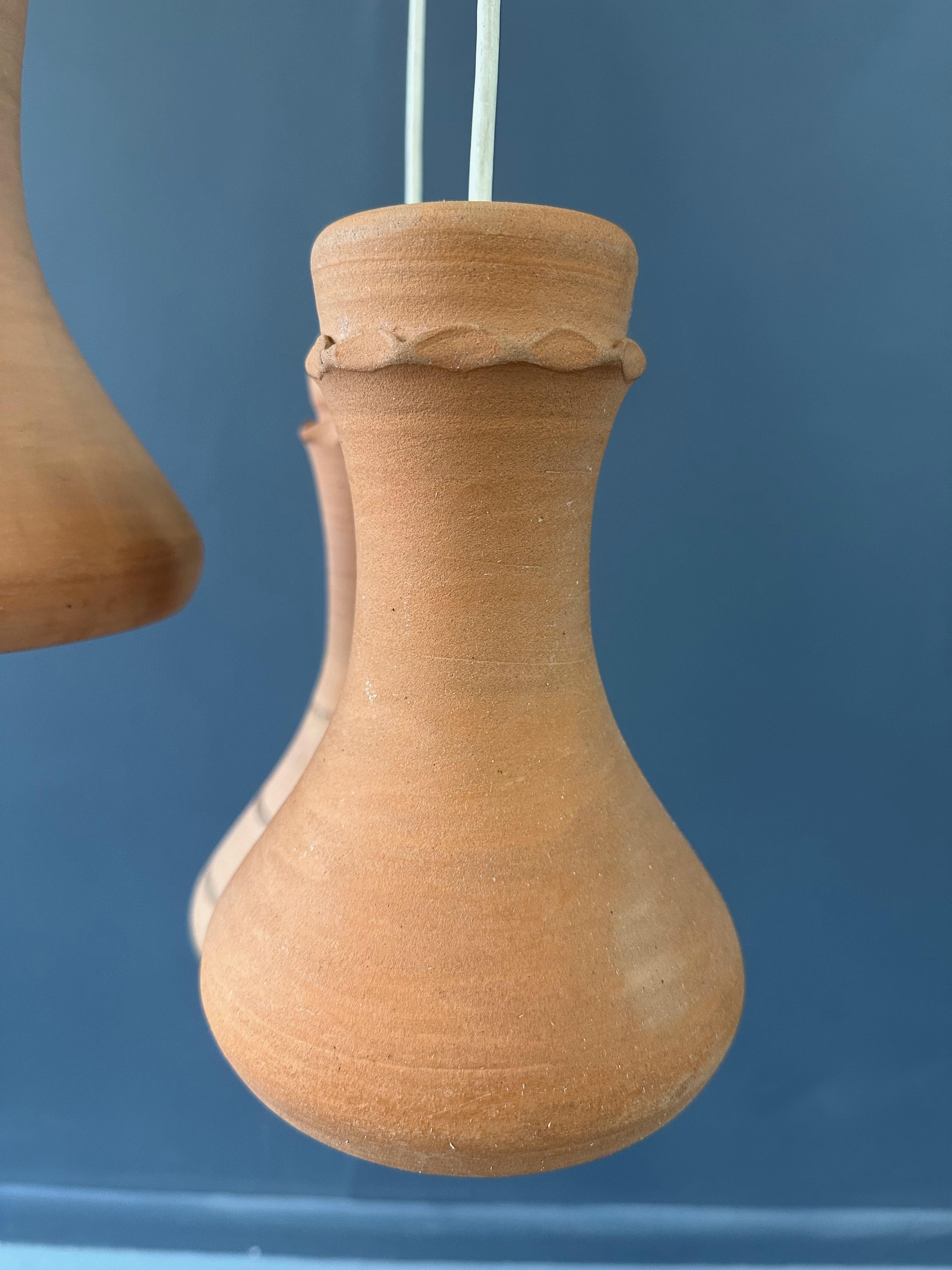 Terre cuite Lustre à 3 étages Elie Eppstein Israël, 1970 en vente
