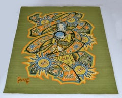 Wandteppich aus Baumwolle und Wolle mit Muster von Elie Grekoff, Frankreich 1950, markiert