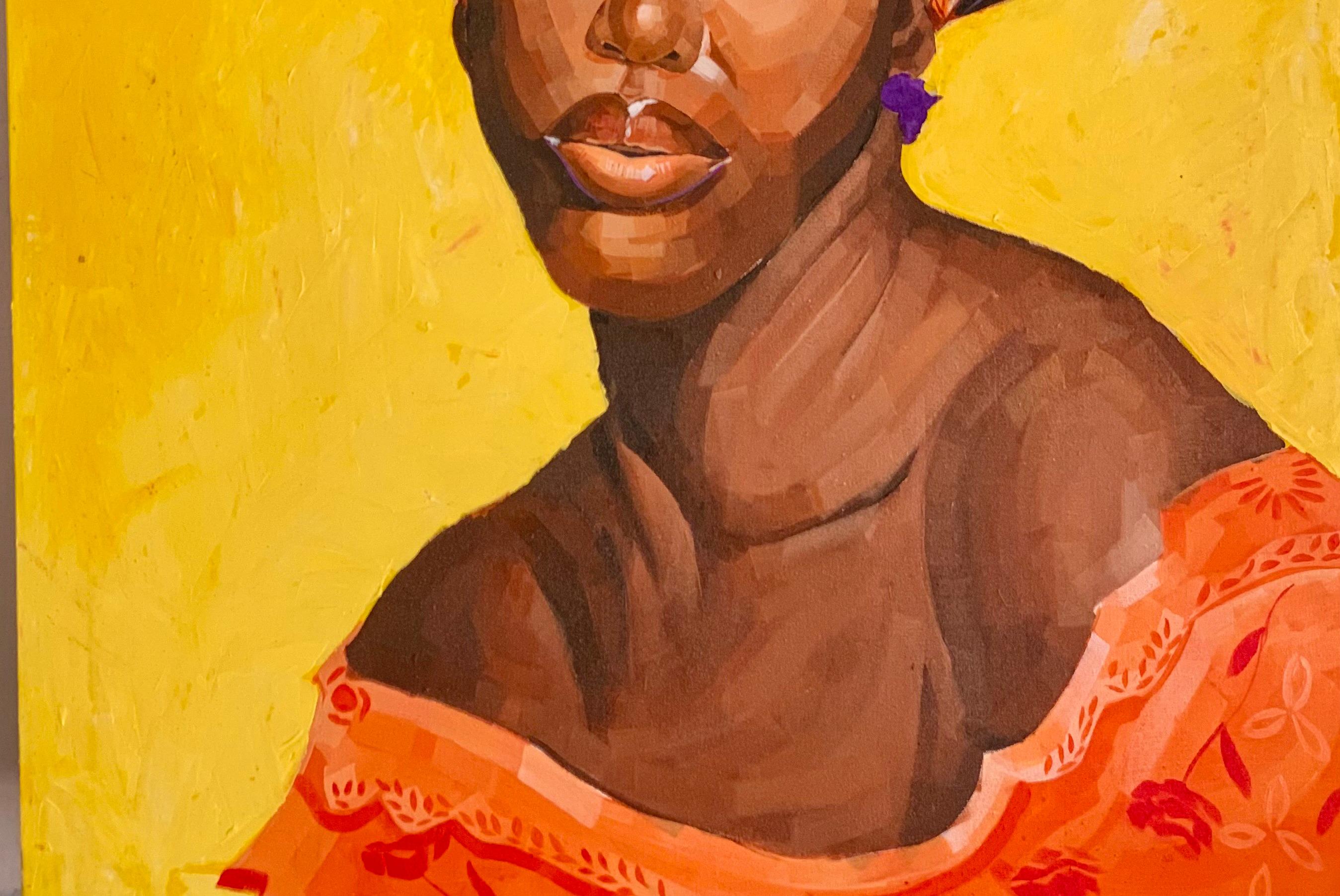 Afro et tenue - 21e siècle, contemporain, portrait figuratif, Afrique moderne - Contemporain Painting par Elie HATUNGIMANA