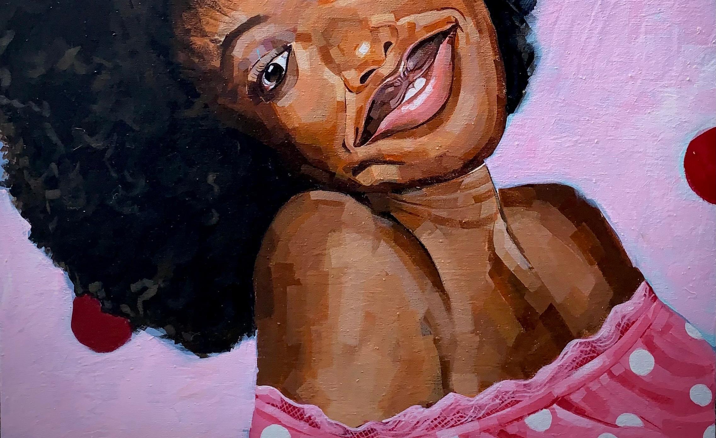 Afro Bloom -Siglo XXI, Contemporáneo, Retrato Figurativo Moda Mujer Moderna - Figurative Painting Negro de Elie HATUNGIMANA