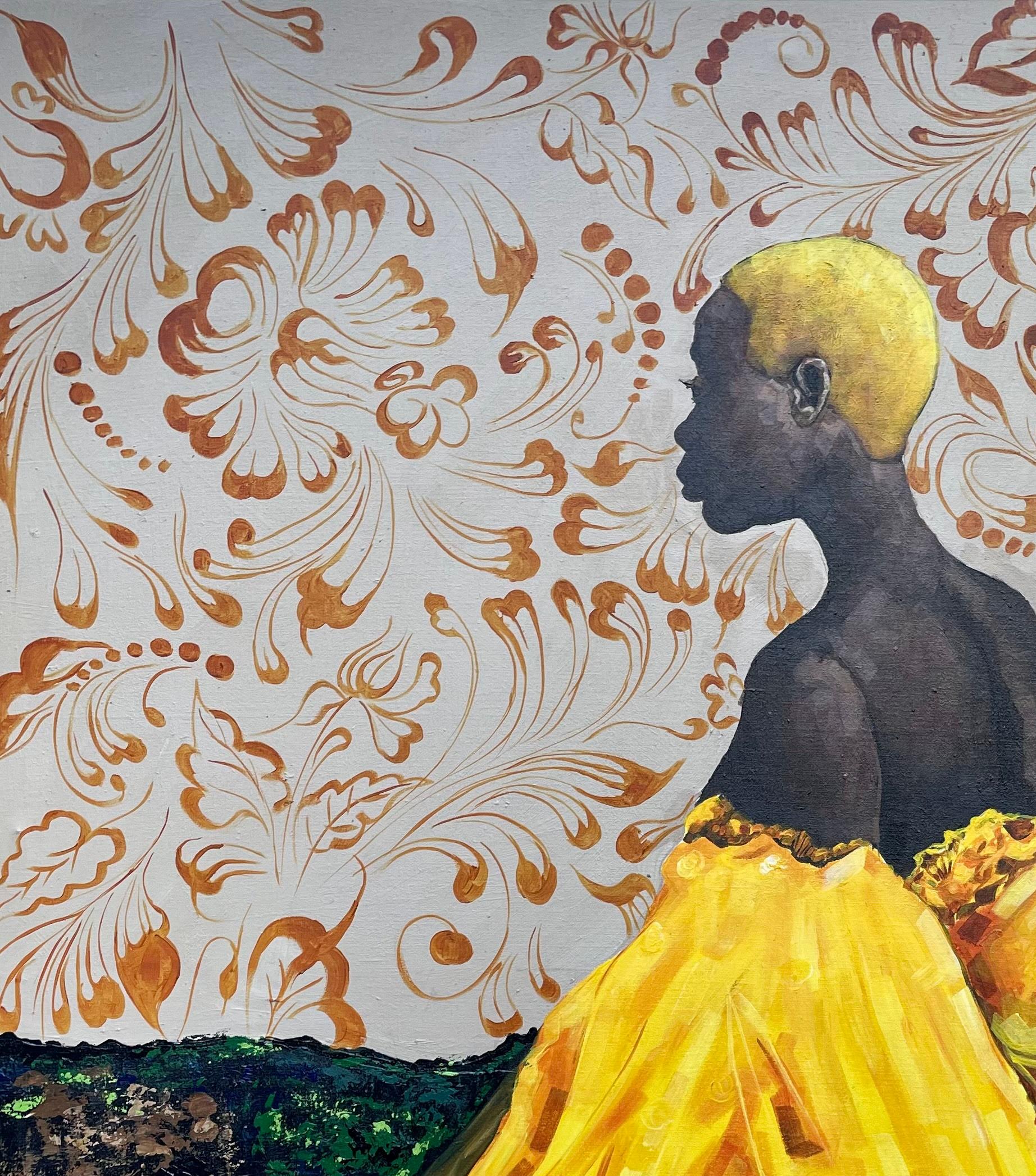 Números de ángel -Siglo XXI, Contemporáneo, Retrato figurativo, Mujer, Moda - Painting de Elie HATUNGIMANA
