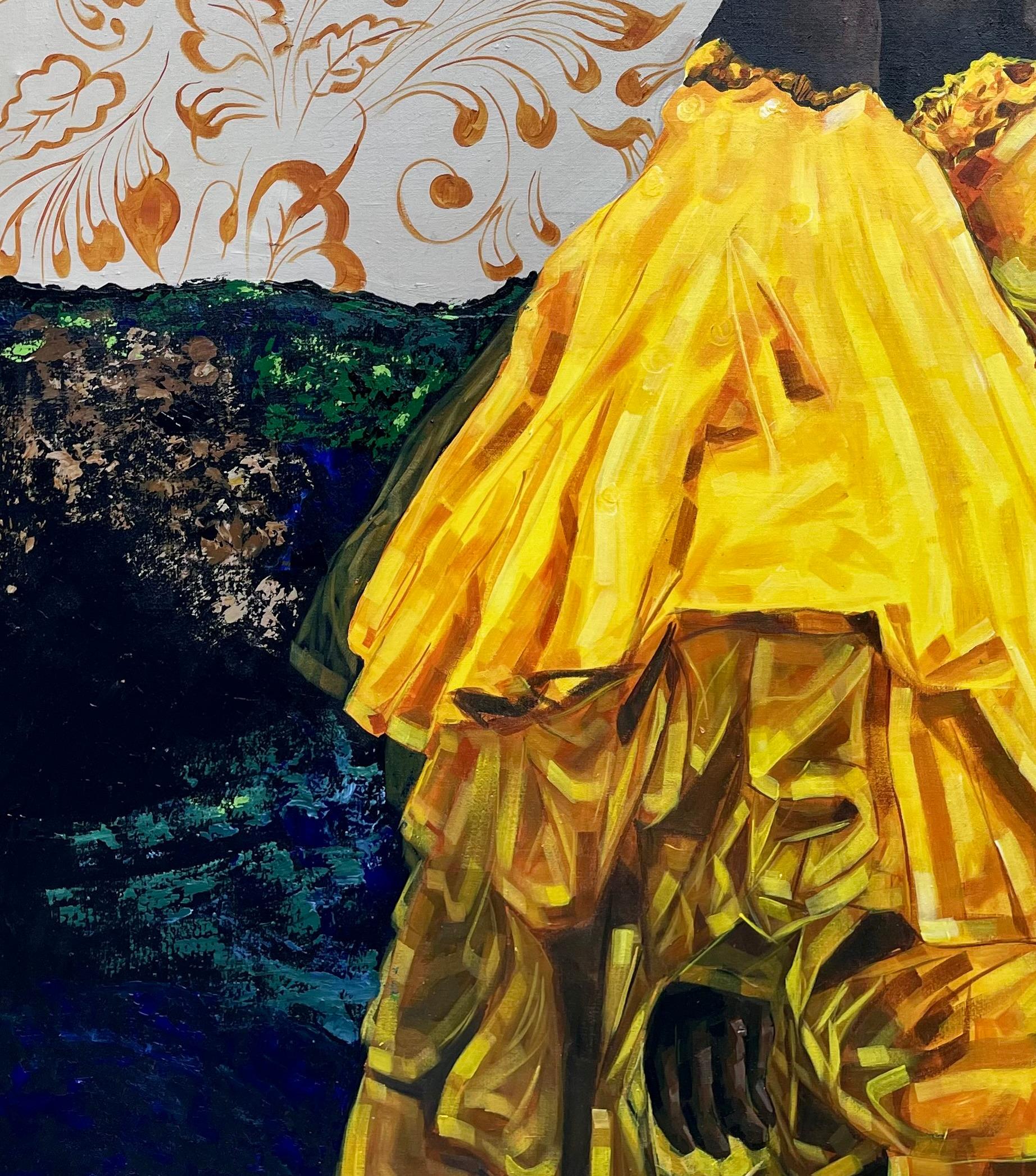 Números de ángel -Siglo XXI, Contemporáneo, Retrato figurativo, Mujer, Moda - Figurative Painting Beige de Elie HATUNGIMANA