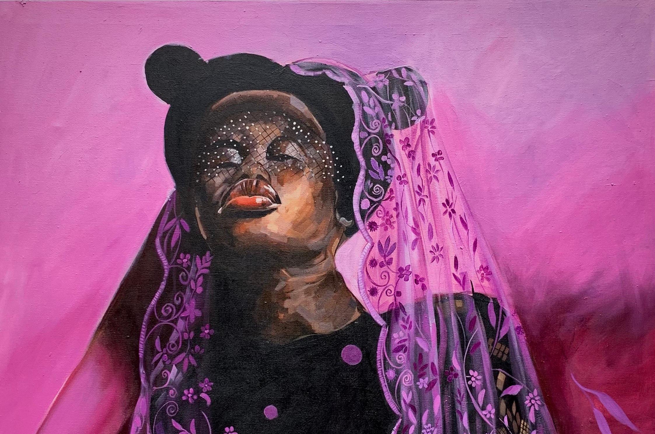 Beauty in the Deep End -21° secolo, Contemporaneo, Ritratto figurativo, Moda - Painting di Elie HATUNGIMANA