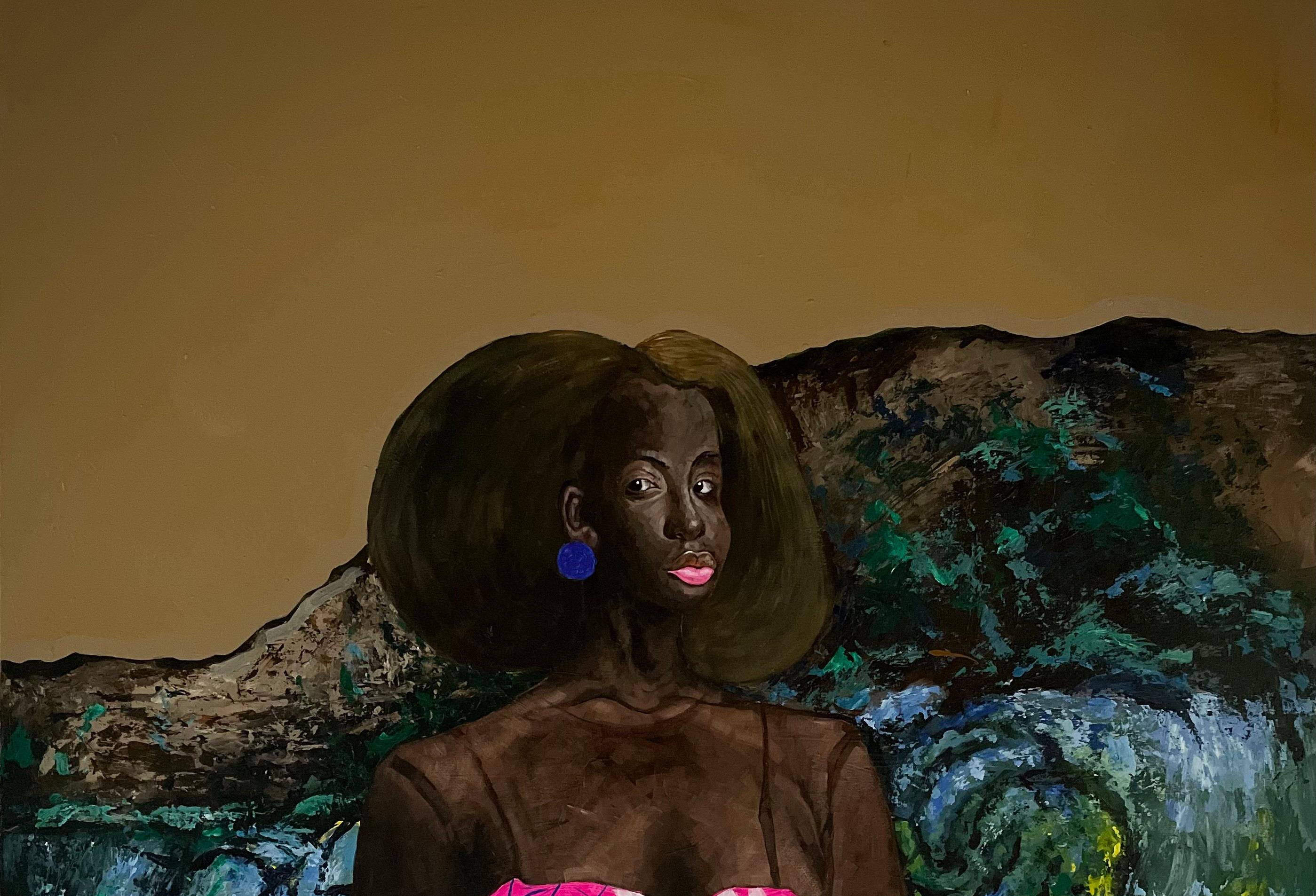 Blacknificient -21st Century, Contemporary, Figurative Portrait, Fashion, Women - Painting by Elie HATUNGIMANA