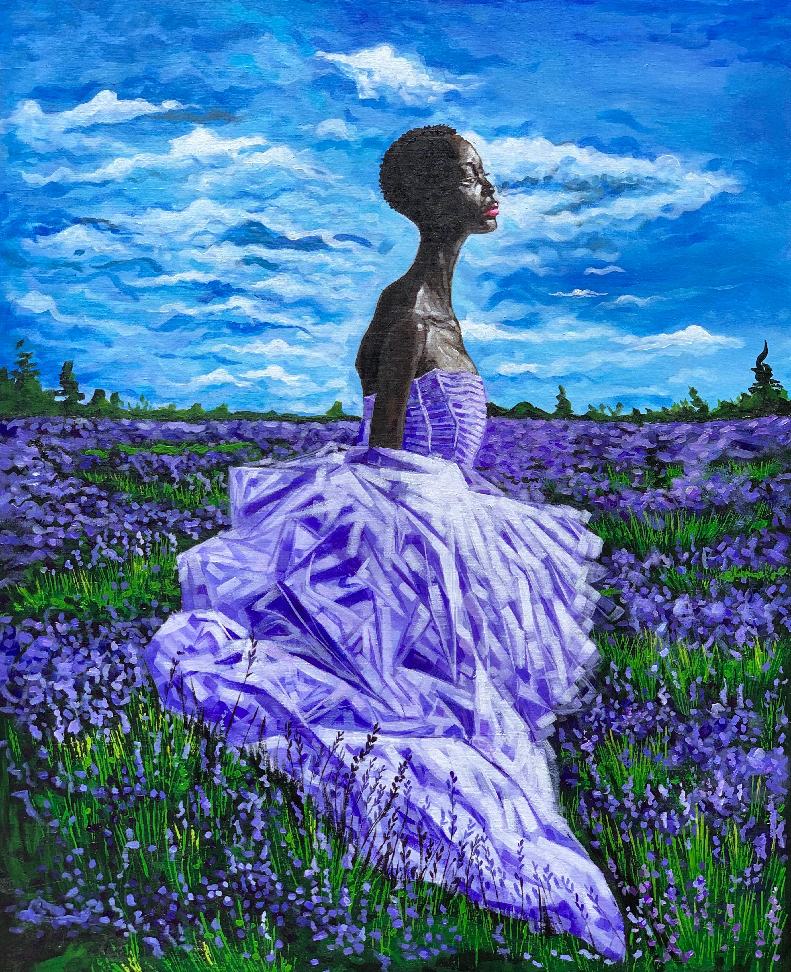 Portrait Painting de Elie HATUNGIMANA - Floreciendo en el Verdadero Amor Propio -Siglo XXI, Contemporáneo, Moda Figurativa Mujer