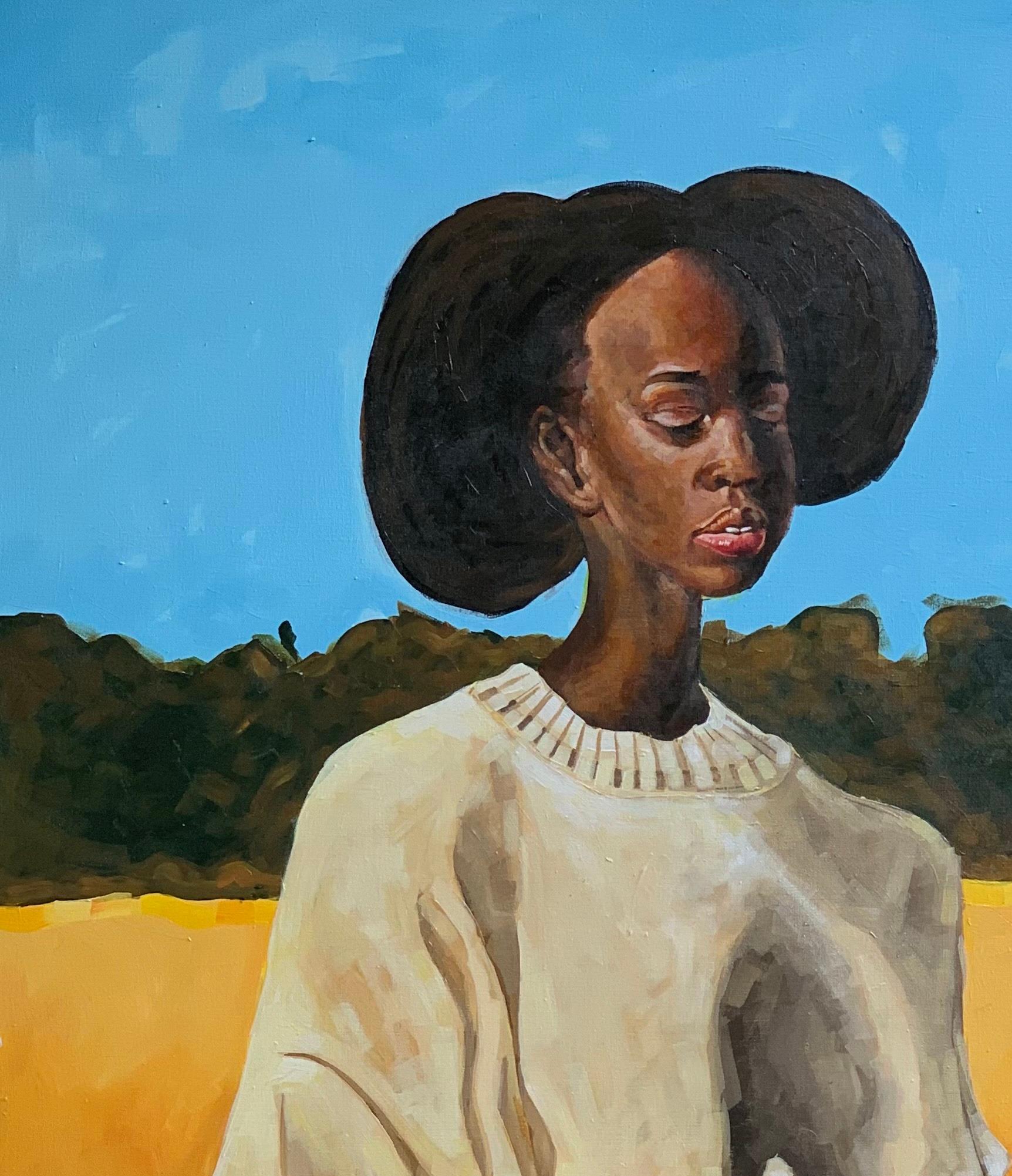 Echoes of Love -21st Century, Contemporary, Figurative Painting, Women Art - Brown Portrait Painting by Elie HATUNGIMANA