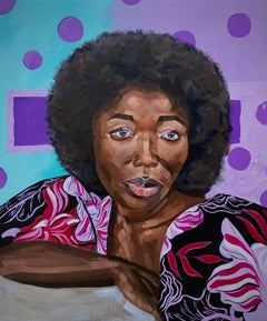Encadré en violet -21e siècle, Contemporain, Portrait figuratif, Femme moderne