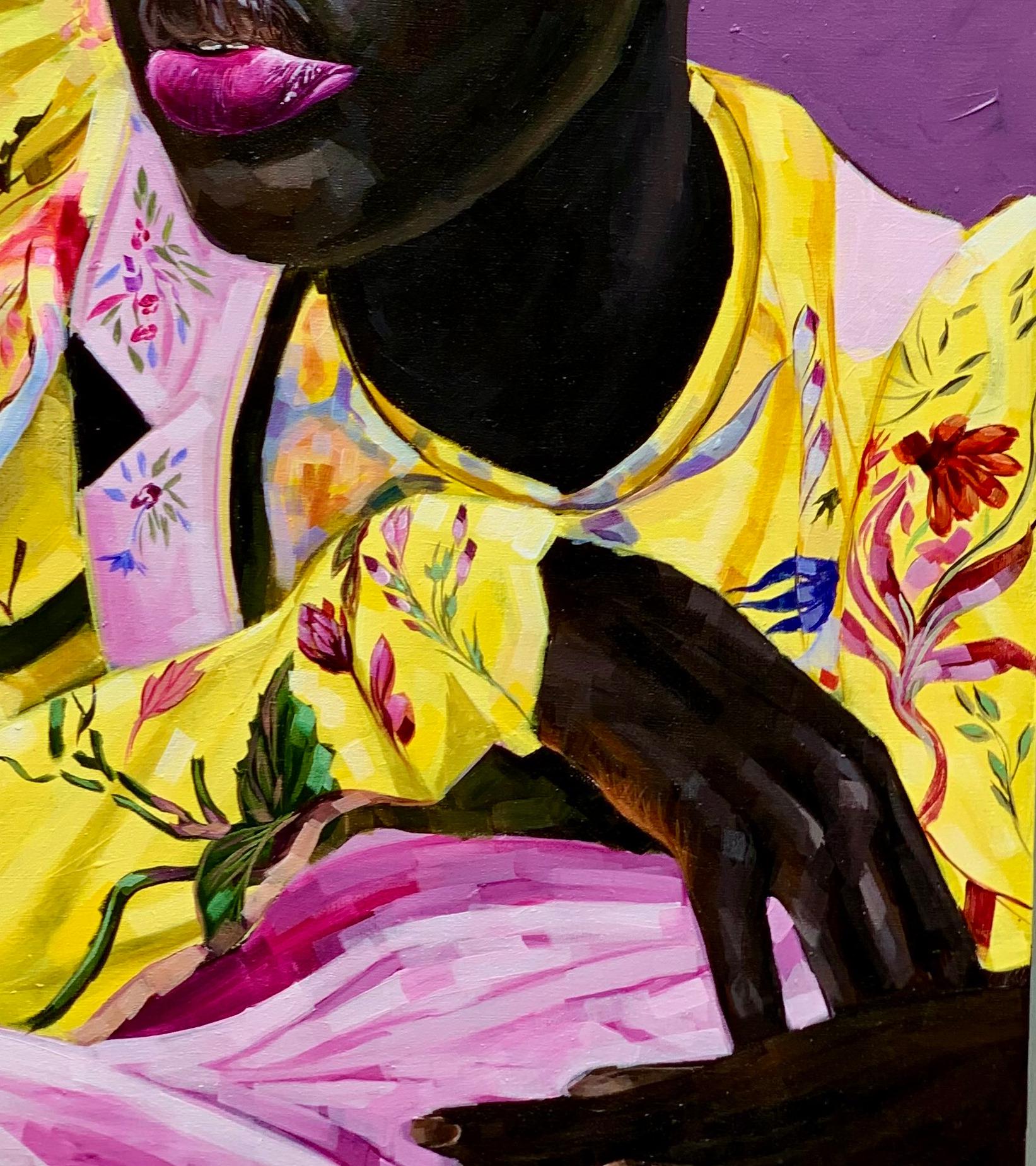 Inner Bloom -Siglo XXI, Contemporáneo, Pintura Figurativa, Arte Femenino en venta 1