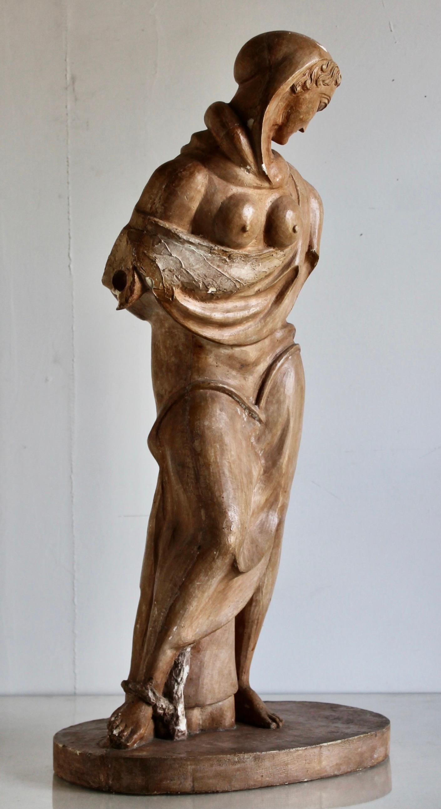 Ein Gipsabguss von Elie Nadelmans bedeutender früher proto-kubistischer, drapierter stehender weiblicher Figur 