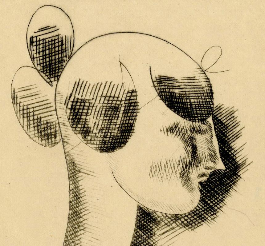 Busto de perfil de niña - Cabeza de mujer de perfil (Havard) - Print moderno estadounidense de Elie Nadelman