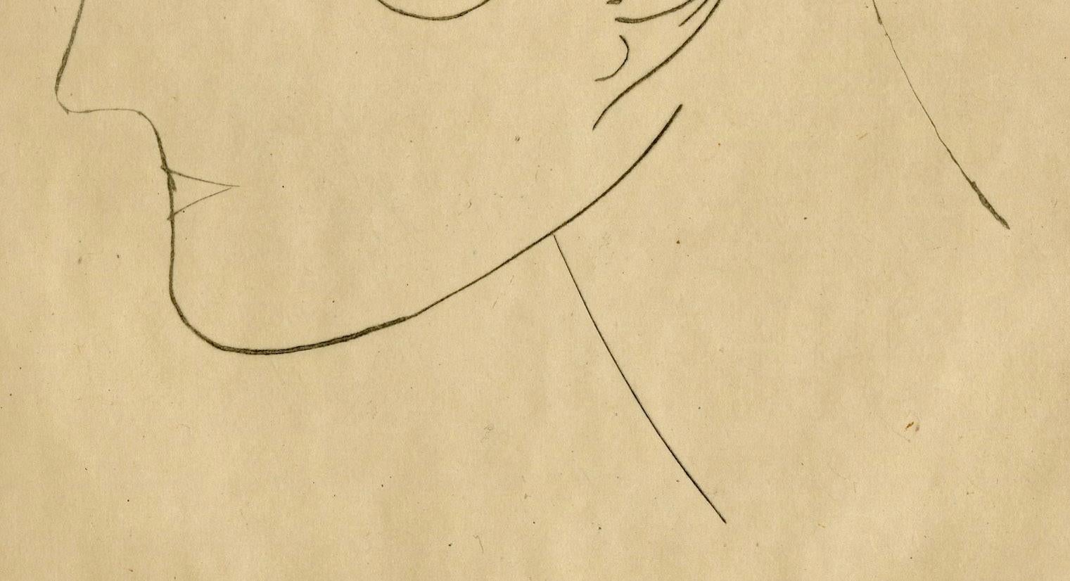 Woman's Head - Woman's Head in Profile (left) (Havard) - Beige Portrait Print by Elie Nadelman