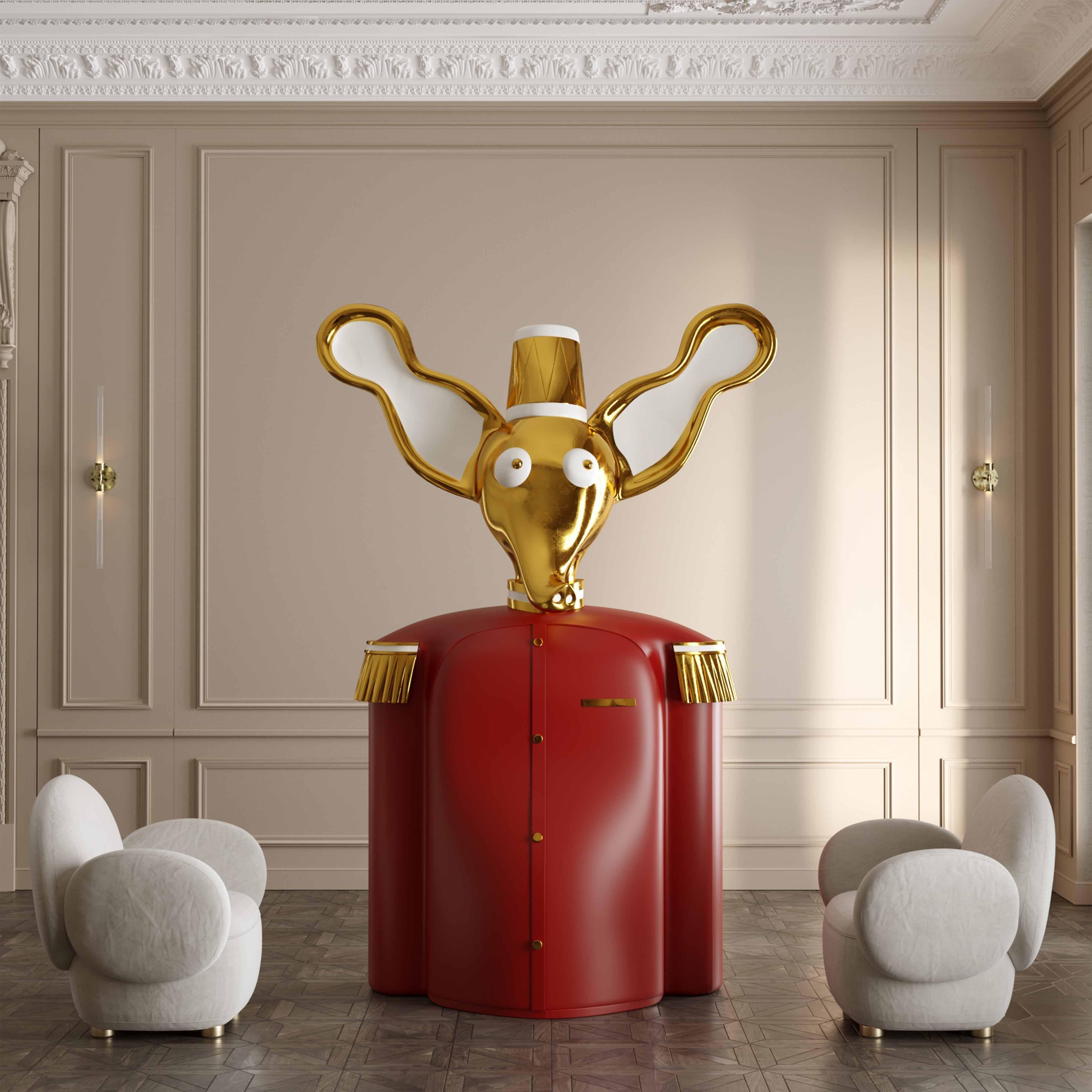 Elie Red Brass Elephant Bar Storage Cabinet by Matteo Cibic In New Condition For Sale In Kolkata, IN