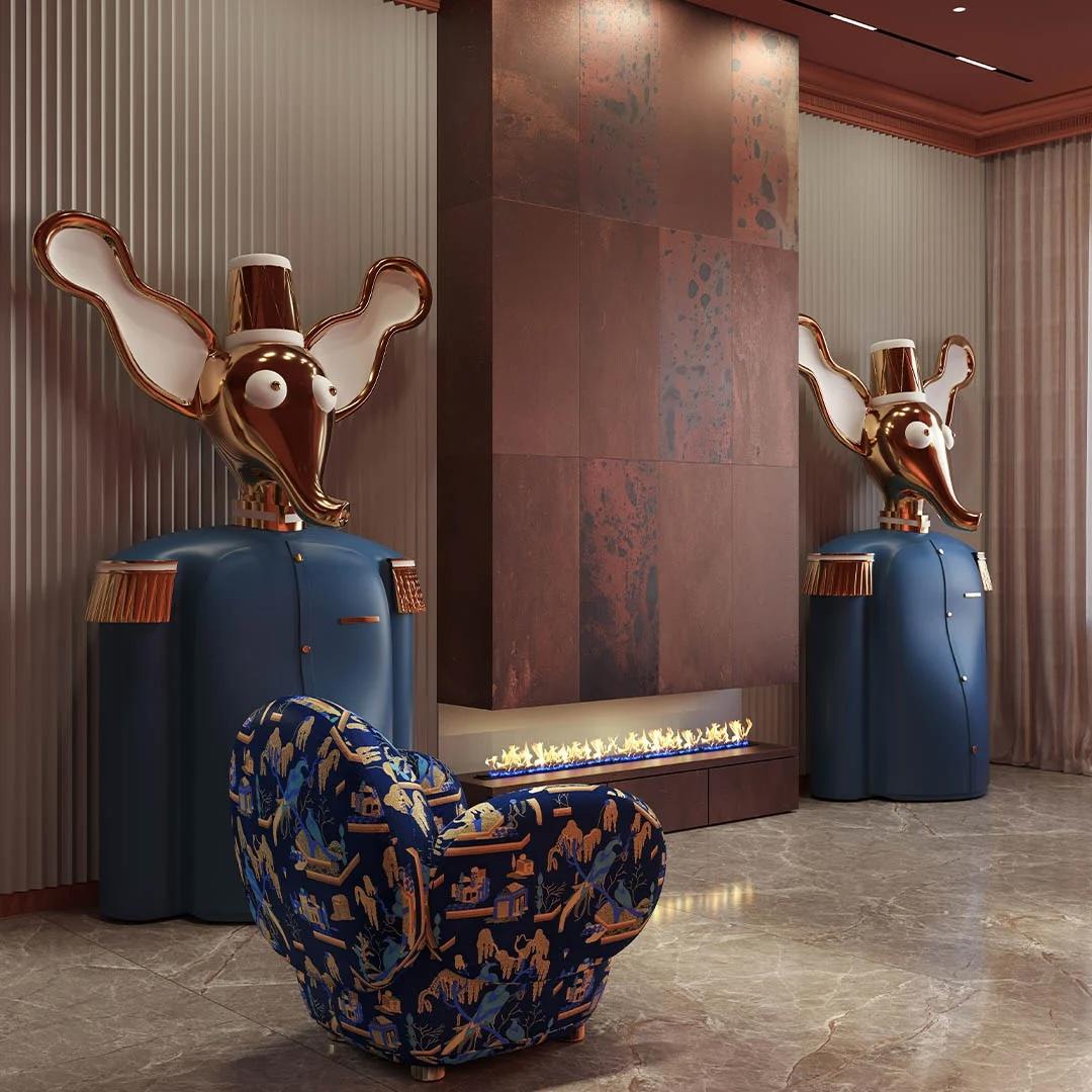 XXIe siècle et contemporain Meuble de rangement de bar éléphant Elie en laiton de Matteo Cibic en vente